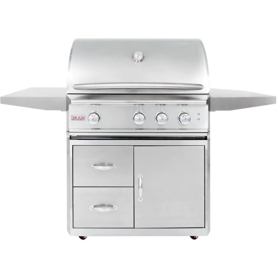 Blaze Professional 34-Inch 3-Burner Freestanding Natural Gas Grill With Rear Infrared Burner - BLZ-3PRO-NG + BLZ-3PRO-CART