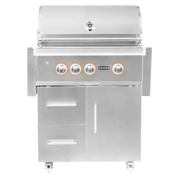 Coyote S-Series 30-Inch 3-Burner Freestanding Natural Gas Grill With RapidSear Infrared Burner &amp; Rotisserie - C2SL30NG-FS