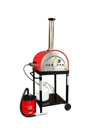 WPPO Hybrid 25&quot; Wood/Gas-Fired Oven/Pizza Oven - Red - WKE-04WG-RED