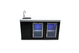 Mont Alpi Black Stainless Steel Beverage Center & Fridge Cabinet - MA-BEVBSSFC