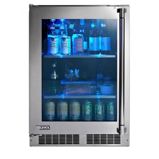 Lynx 24-Inch 5.3 Cu. Ft. Left Hinge Outdoor Rated Compact Glass Door Refrigerator - LN24REFGL
