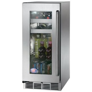 Perlick Signature Series 15-Inch Left-Hinge Outdoor Undercounter Beverage Center With Lock - Stainless Steel Glass Door - HP15BO-4-3LL