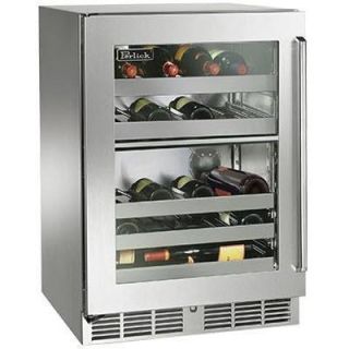 Perlick Signature Series 24-Inch Left-Hinge Outdoor Undercounter Dual Zone Wine Reserve - Panel Ready Glass Door - HP24DO-4-4L