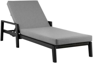 Armen Living Grand Outdoor Patio Adjustable Chaise Lounge Chair in Aluminum with Grey Cushions- ARMENGOCL