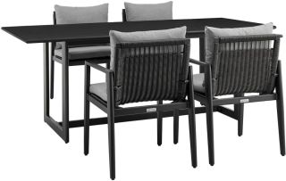 Armen Living Grand Outdoor Patio 5-Piece Dining Table Set in Aluminum with Grey Cushions- ARMENGOP5