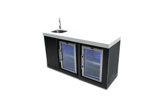 Mont Alpi Black Stainless Steel Beverage Center & Fridge Cabinet - MA-BEVBSSFC