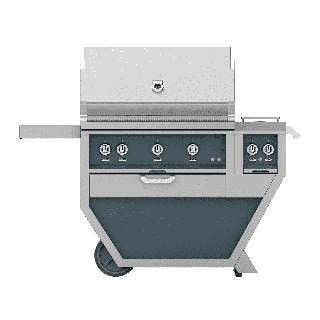 Hestan 36" Freestanding Grill with Trellis, Rotisserie, and Double Side Burner-Gray-Propane
