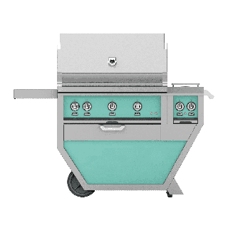 Hestan 36" Freestanding Deluxe Gas Grill with Trellis, Sear, and Double Side Burner-Turquoise-Propane