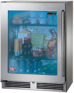 Perlick Signature Series 24-Inch Left-Hinge Outdoor Undercounter Refrigerator - Panel Ready Glass Door - HH24RO-4-4LL