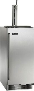 Perlick Signature Series 15-Inch Left-Hinge Outdoor Undercounter Beer Dispenser With Lock - Stainless Steel Solid Door - HP15TO-4-1LL
