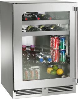 Perlick Signature Series 24-Inch Left-Hinge Outdoor Undercounter Dual Zone Refrigerator/Wine Reserve - Panel Ready Glass Door - HP24CO-4-4L