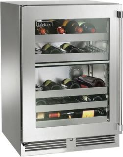 Perlick Signature Series 24-Inch Left-Hinge Outdoor Undercounter Dual Zone Wine Reserve - Stainless Steel Glass Door - HP24DO-4-3L