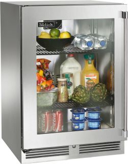 Perlick Signature Series 24-Inch Right-Hinge Outdoor Undercounter Refrigerator With Lock - Stainless Steel Glass Door - HP24RO-4-3RL
