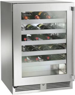 Perlick Signature Series 24-Inch Left-Hinge Outdoor Undercounter Single Zone Wine Reserve - Stainless Steel Glass Door - HP24WO-4-3L