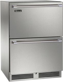 Perlick Signature Series 24-Inch Outdoor Undercounter Dual Zone Freezer/Refrigerator Drawers With Lock - Stainless Steel - HP24ZO-4-5DL
