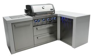 Mont Alpi 400 Deluxe 90 Degree Propane Gas Island Grill W/ Infrared Side Burner & Rotisserie Kit - MAi400-D90