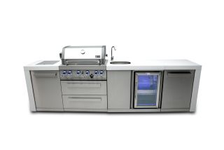 Mont Alpi 400 Deluxe Propane Gas Island Grill W/ Beverage Center, Infrared Side burner, and Rotisserie Kit - MAi400-DBEV