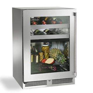 Perlick Signature Series 24-Inch Left-Hinge Outdoor Undercounter Dual Zone Refrigerator/Wine Reserve - Stainless Steel Glass Door - HP24CO-4-3L