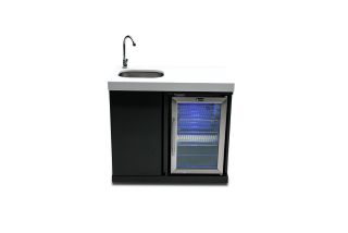 Mont Alpi Beverage Center Cabinet Module W/ Sink & 2.6 Cu. Ft. Outdoor Refrigerator - Black Stainless Steel - MASF-BSS