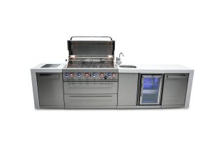 Mont Alpi 805 Deluxe Propane Gas Island Grill W/ Beverage Center, Infrared Side Burner, &amp; Rotisserie Kit - MAi805-DBEV