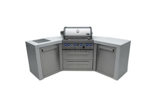 Mont Alpi 400 Deluxe 45 Degree Propane Gas Island Grill W/ Infrared Side Burner &amp; Rotisserie Kit - MAi400-D45