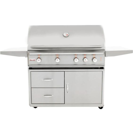 Blaze Professional LUX 44-Inch 4-Burner Freestanding Natural Gas Grill With Rear Infrared Burner - BLZ-4PRO-NG + BLZ-4PRO-CART