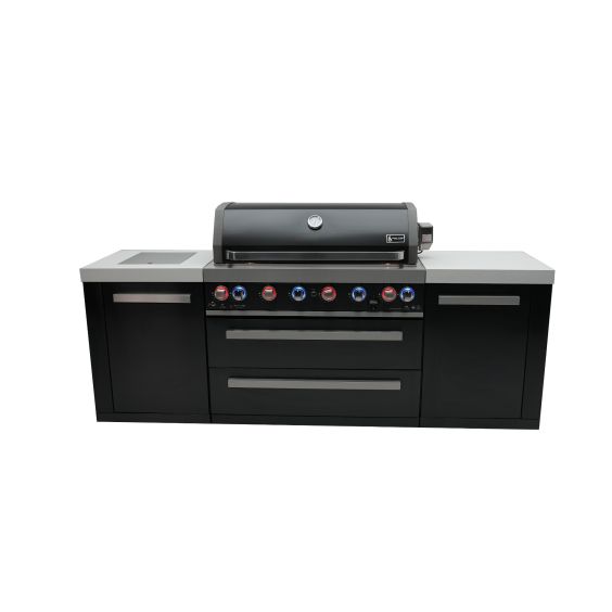Mont Alpi 805 Deluxe Propane Gas Island Grill W/ Infrared Side Burner & Rotisserie Kit - Black Stainless Steel - MAi805-BSS