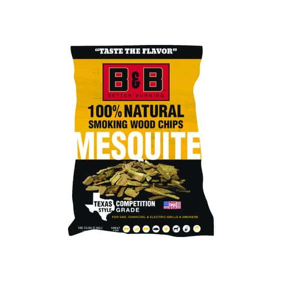 B&amp;B Charcoal All Natural Mesquite Wood Smoking Chips 180 cu in - C00122-B