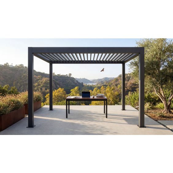 Pergola Cave - Sunkisser 1 Premium Louvered Pergola — 10' × 6'5” Anthracite - PC-SK1-10X6-ANT