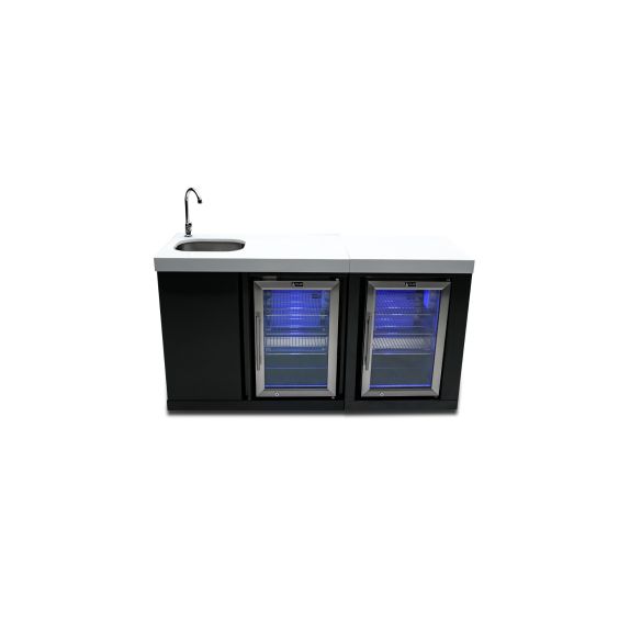 Mont Alpi Black Stainless Steel Beverage Center & Fridge Cabinet - MA-BEVBSSFC