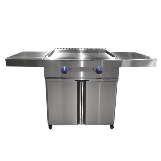 Turbo Teppan 32" 2-Burner Freestanding Stainless Steel Teppanyaki Natural Gas Grill - TEPANNG + 4BRNCART