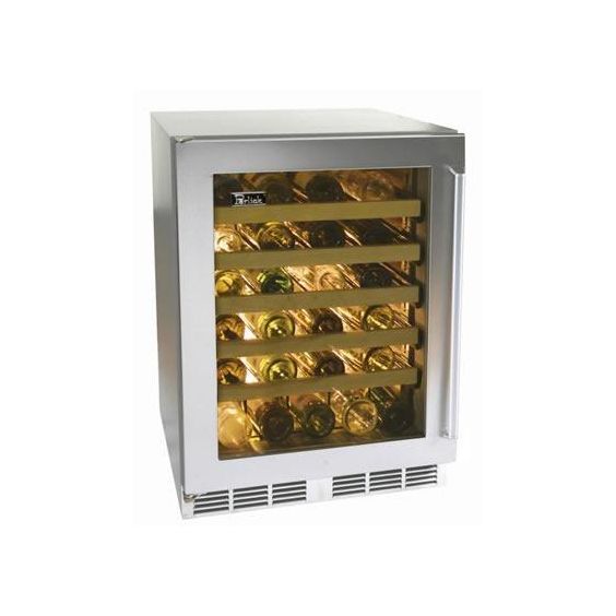 Perlick Signature Series 24-Inch Left-Hinge Outdoor Undercounter Single Zone Wine Reserve - Panel Ready Glass Door - HP24WO-4-4L