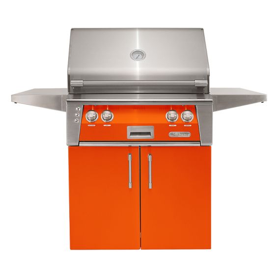 Alfresco ALXE 30-inch Freestanding Gas Grill with Sear Zone &amp; Rotisserie - Natural Gas - Luminous Orange-Gloss - ALXE-30SZC-NG-S2005