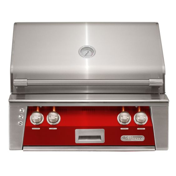 Alfresco ALXE 30-inch Built-In Gas Grill with Sear Zone and Rotisserie - Propane - Carmine Red-Gloss - ALXE-30SZ-LP-S3002