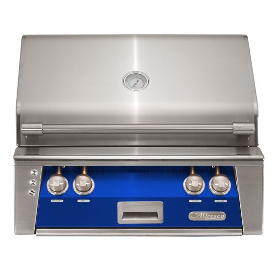 Alfresco ALXE 30-inch Built-In Gas Grill with Sear Zone and Rotisserie - Natural Gas - Ultramarine Blue-Gloss - ALXE-30SZ-NG-S5002