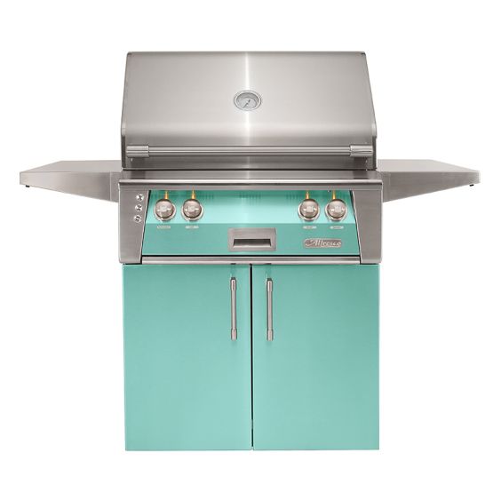 Alfresco ALXE 30-inch Freestanding Gas Grill with Sear Zone &amp; Rotisserie - Natural Gas - Light Green-Gloss - ALXE-30SZC-NG-S6027