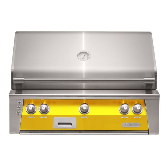 Alfresco ALXE 36-inch Built-In Gas Grill with Sear Zone &amp; Rotisserie - Natural Gas - Traffic Yellow-Gloss - ALXE-36SZ-NG-S1023