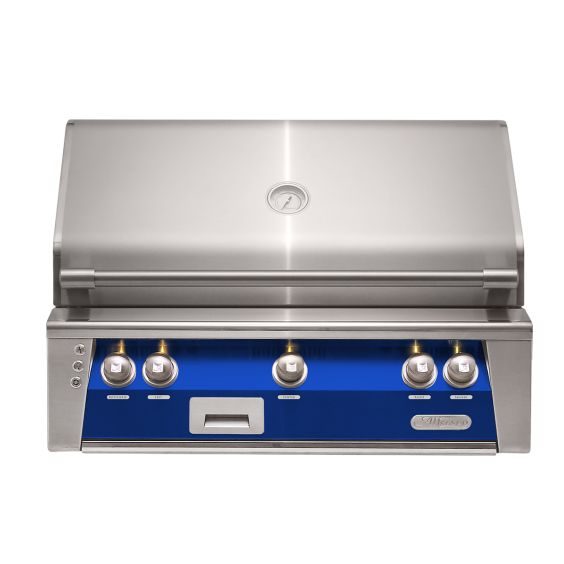 Alfresco ALXE 36-inch Built-In Gas Grill with Sear Zone &amp; Rotisserie - Propane - Ultramarine Blue-Gloss - ALXE-36SZ-LP-S5002