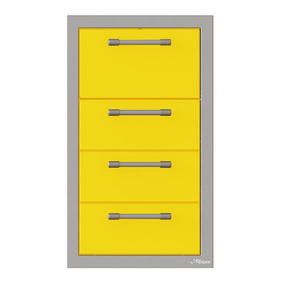 Alfresco Triple Drawer and Paper Towel Holder Combo - Traffic Yellow-Gloss - AXE-3DRTH-SC-S1023