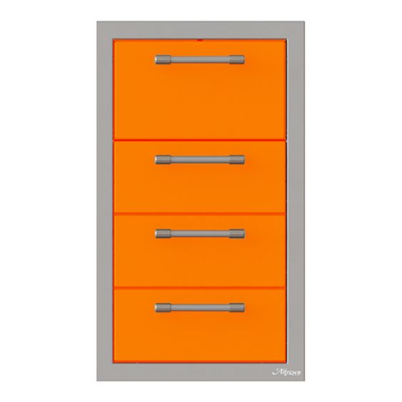 Alfresco Triple Drawer and Paper Towel Holder Combo - Luminous Orange-Gloss - AXE-3DRTH-SC-S2005