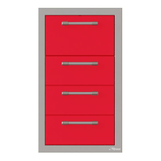 Alfresco Triple Drawer and Paper Towel Holder Combo - Raspberry Red-Gloss - AXE-3DRTH-SC-S3027