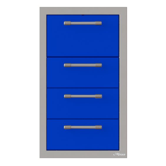 Alfresco Triple Drawer and Paper Towel Holder Combo - Ultramarine Blue-Gloss - AXE-3DRTH-SC-S5002