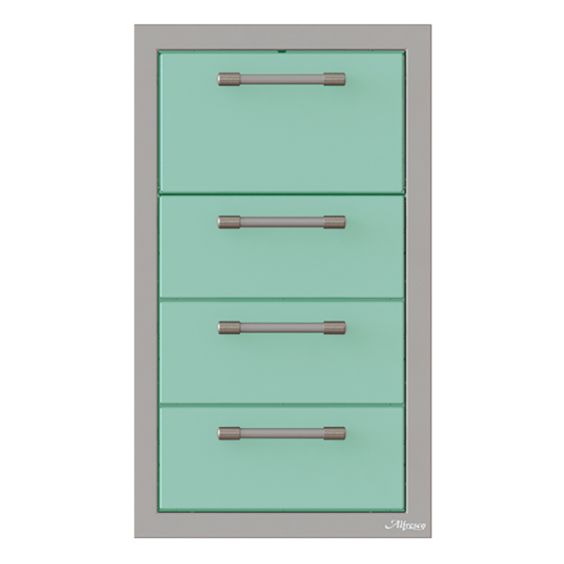 Alfresco Triple Drawer and Paper Towel Holder Combo - Light Green-Gloss - AXE-3DRTH-SC-S6027