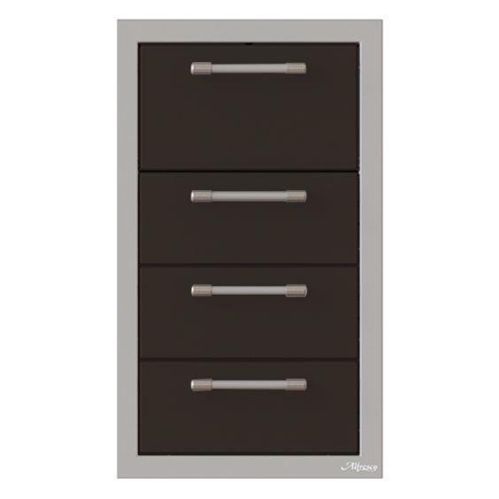 Alfresco Triple Drawer and Paper Towel Holder Combo - Jet Black-Matte - AXE-3DRTH-SC-SM9005