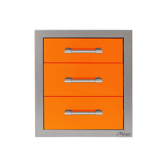 Alfresco 17-Inch Stainless Steel Soft-Close Triple Drawer - Luminous Orange-Gloss - AXE-3DR-SC-S2005