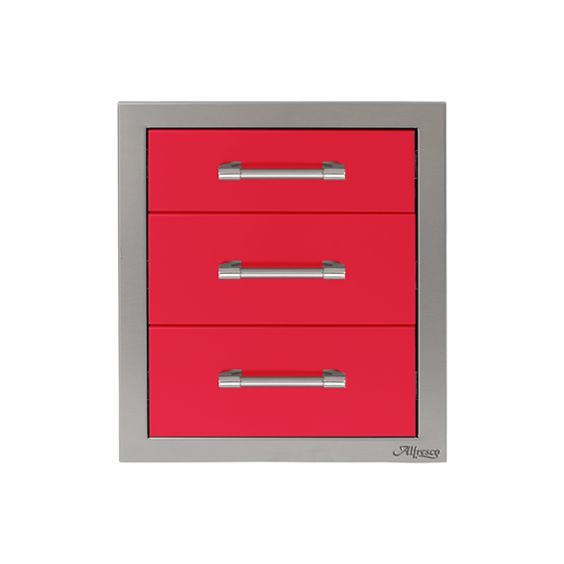 Alfresco 17-Inch Stainless Steel Soft-Close Triple Drawer - Raspberry Red-Gloss - AXE-3DR-SC-S3027