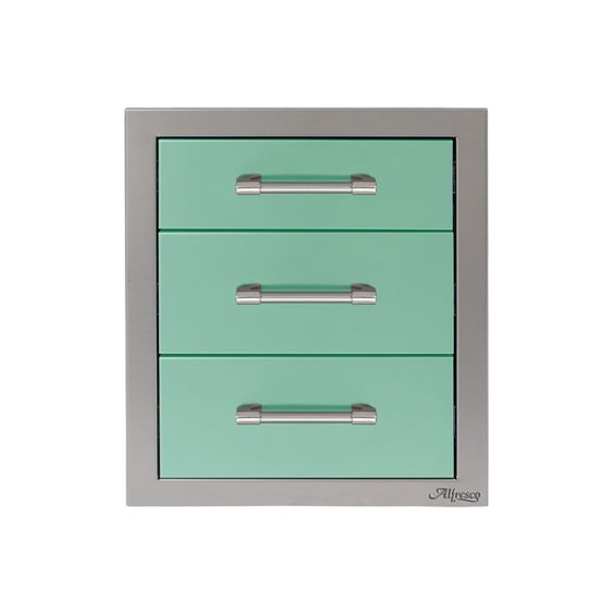 Alfresco 17-Inch Stainless Steel Soft-Close Triple Drawer - Light Green-Gloss - AXE-3DR-SC-S6027