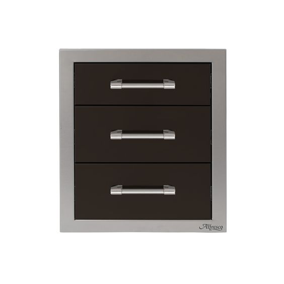 Alfresco 17-Inch Stainless Steel Soft-Close Triple Drawer - Jet Black-Matte - AXE-3DR-SC-SM9005