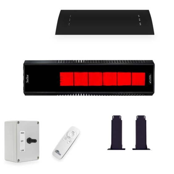 SunStar GLASS 48-Inch 50,000 BTU Natural Gas Patio Heater W/Remote, Fixed Mounting Kit, & Heat Shield - 50N10 SGL0