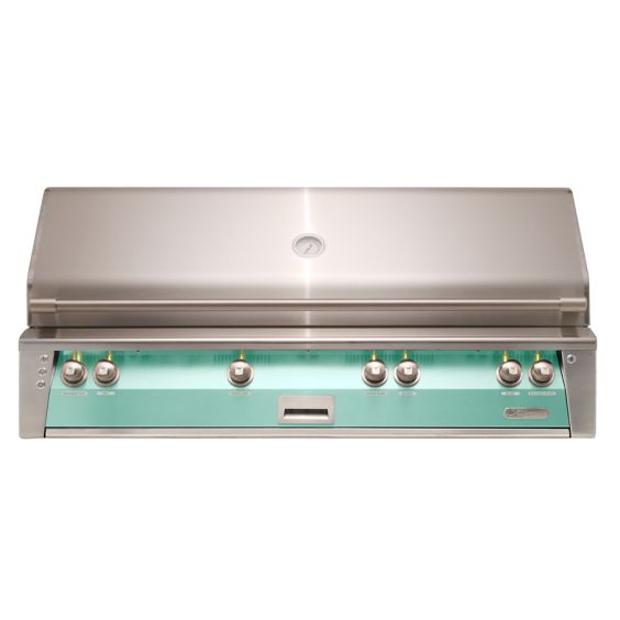 Alfresco ALXE 56-inch Built-In Jumbo Gas Grill with Sear Zone &amp; Rotisserie - Natural Gas - Light Green-Gloss - ALXE-56BFG-NG-S6027